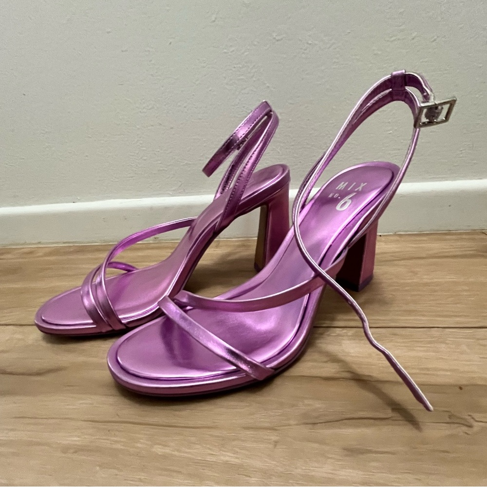 Pink/purple metallic Strappy Heeled Sandals